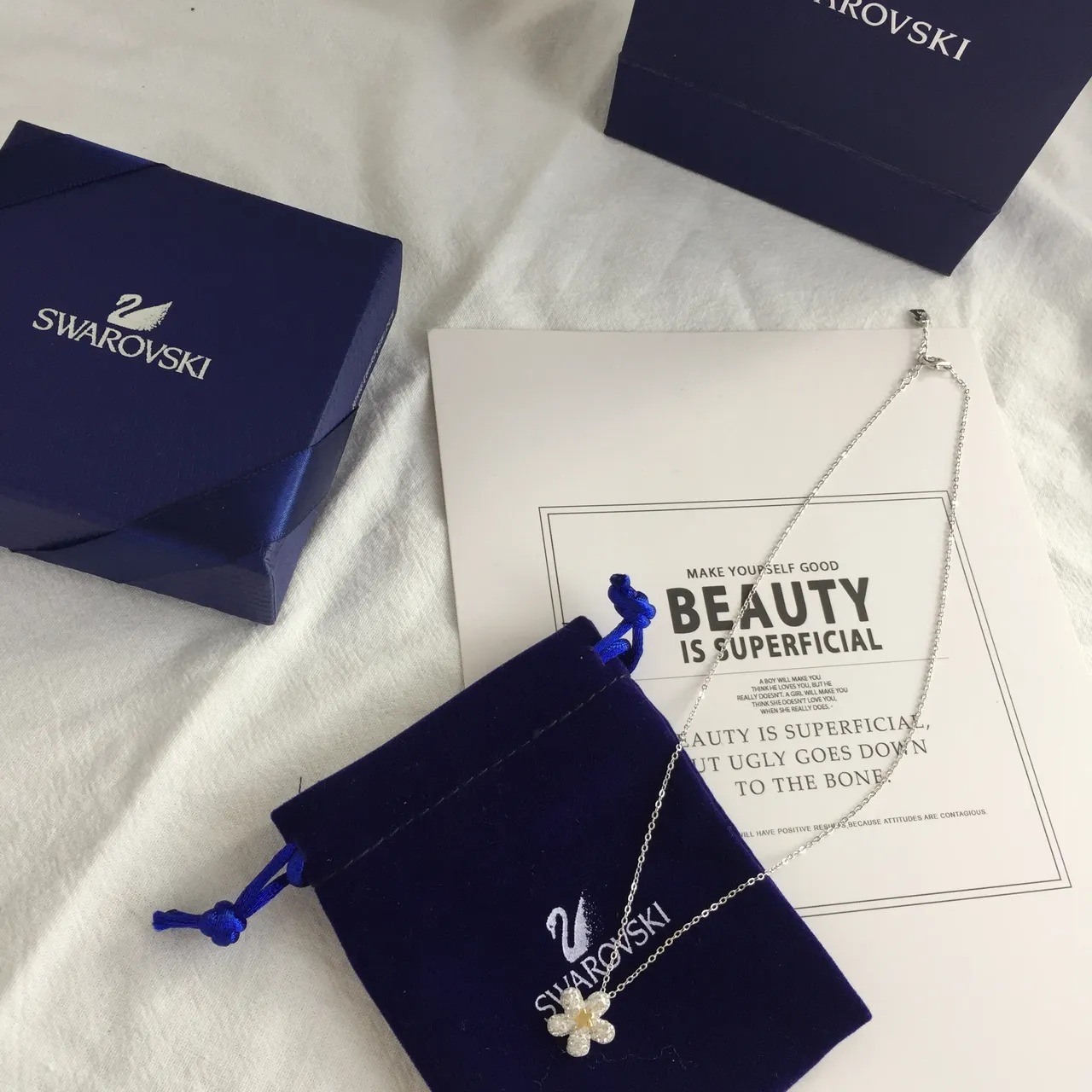 Swarovski قلادة زهرة كريستال 3