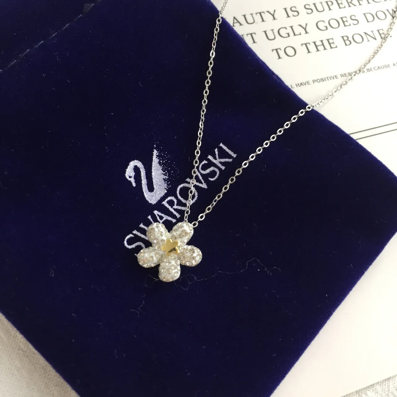 Swarovski قلادة زهرة كريستال 4