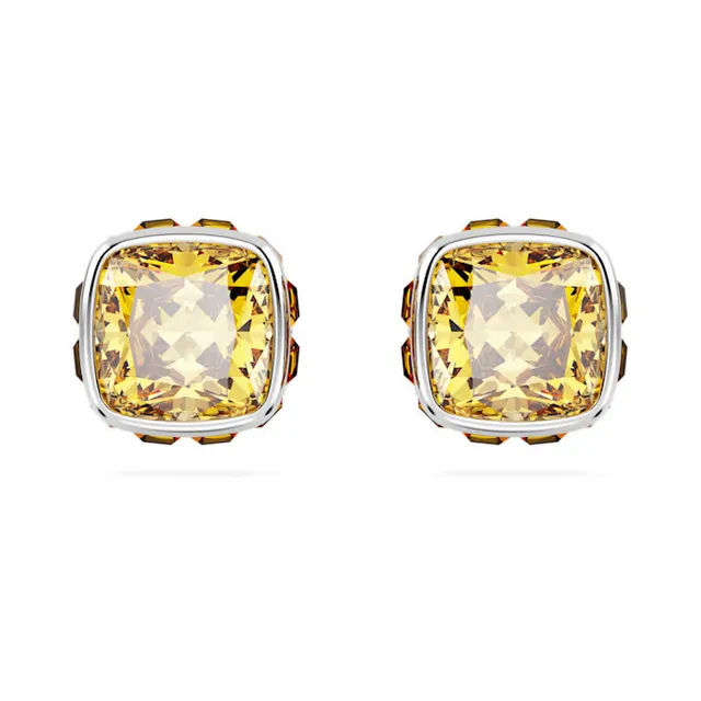 Swarovski Colar com pingente de cristal amarelo de corte almofada 17