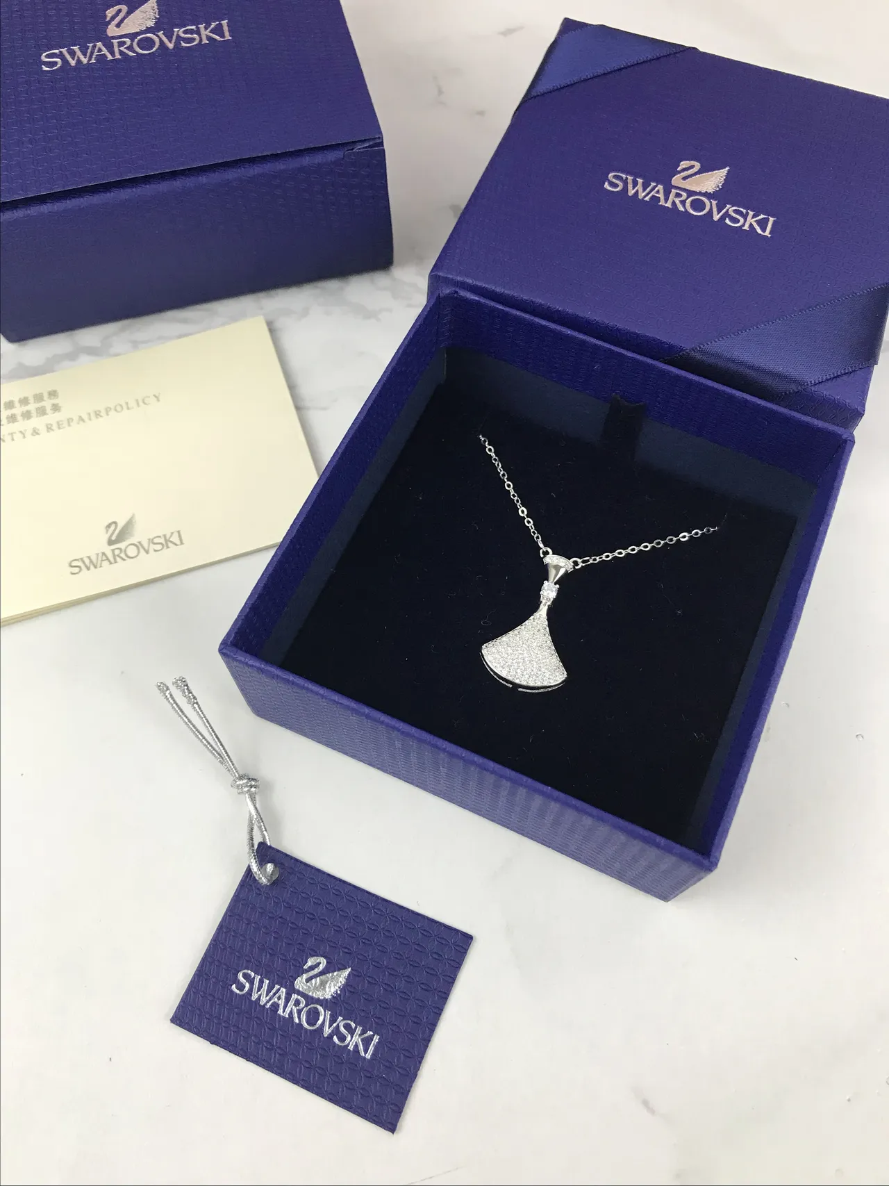 Swarovski Fan-Shaped Pavé Pendant Necklace 3