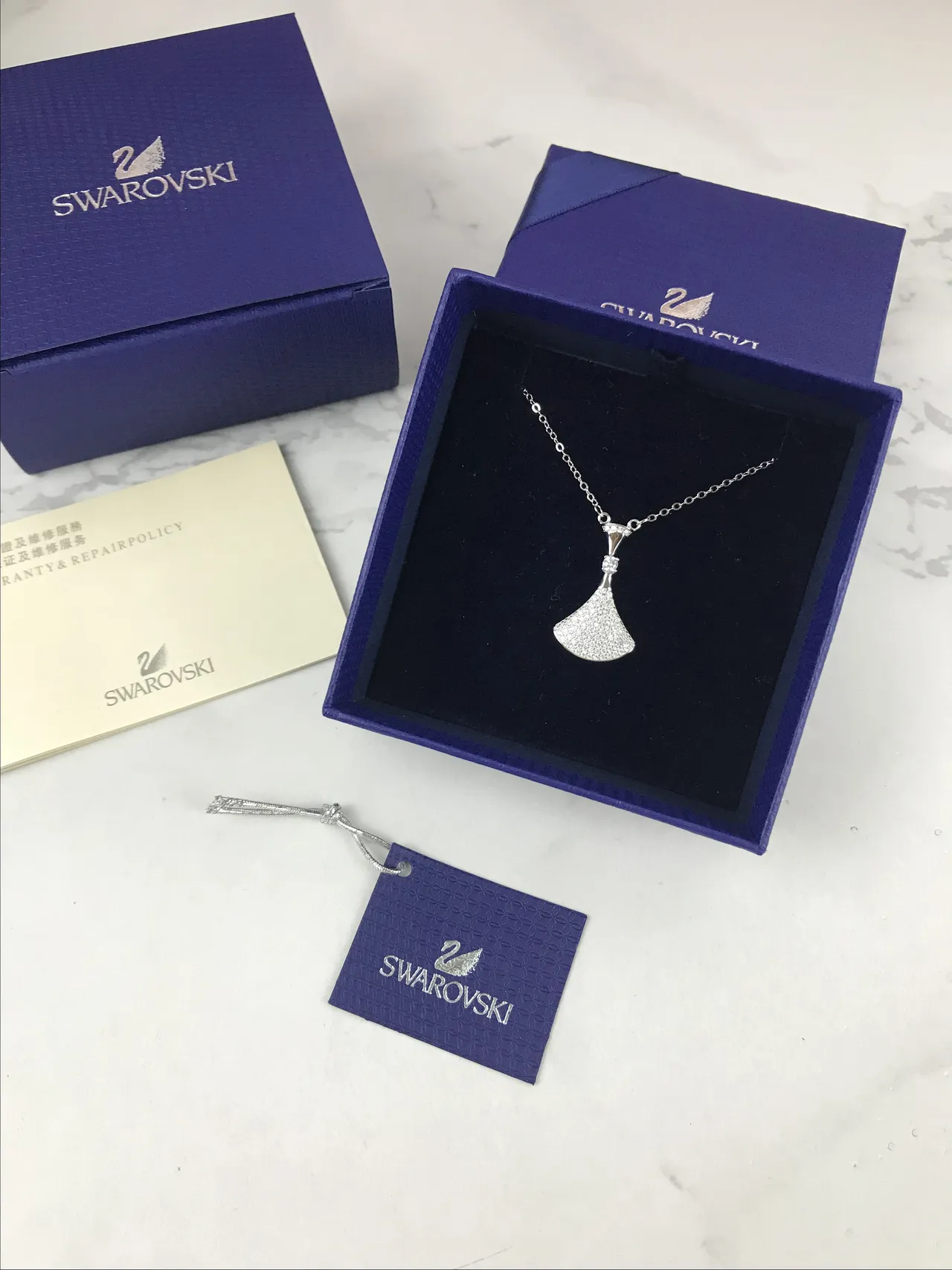 Swarovski Fan-Shaped Pavé Pendant Necklace 4