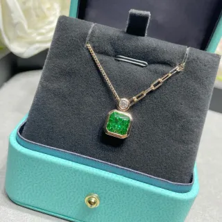 Tiffany & Co. हरा सोना इमरल्ड-कट जेमस्टोन गुलाबी टोन हार
