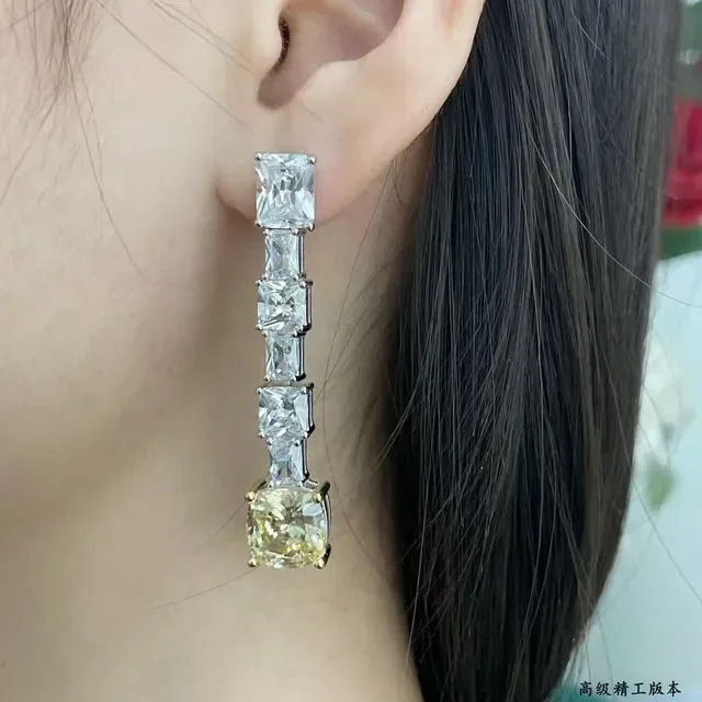Tiffany & Co. 蓝金线性级联枕形切割终端宝石耳环 9
