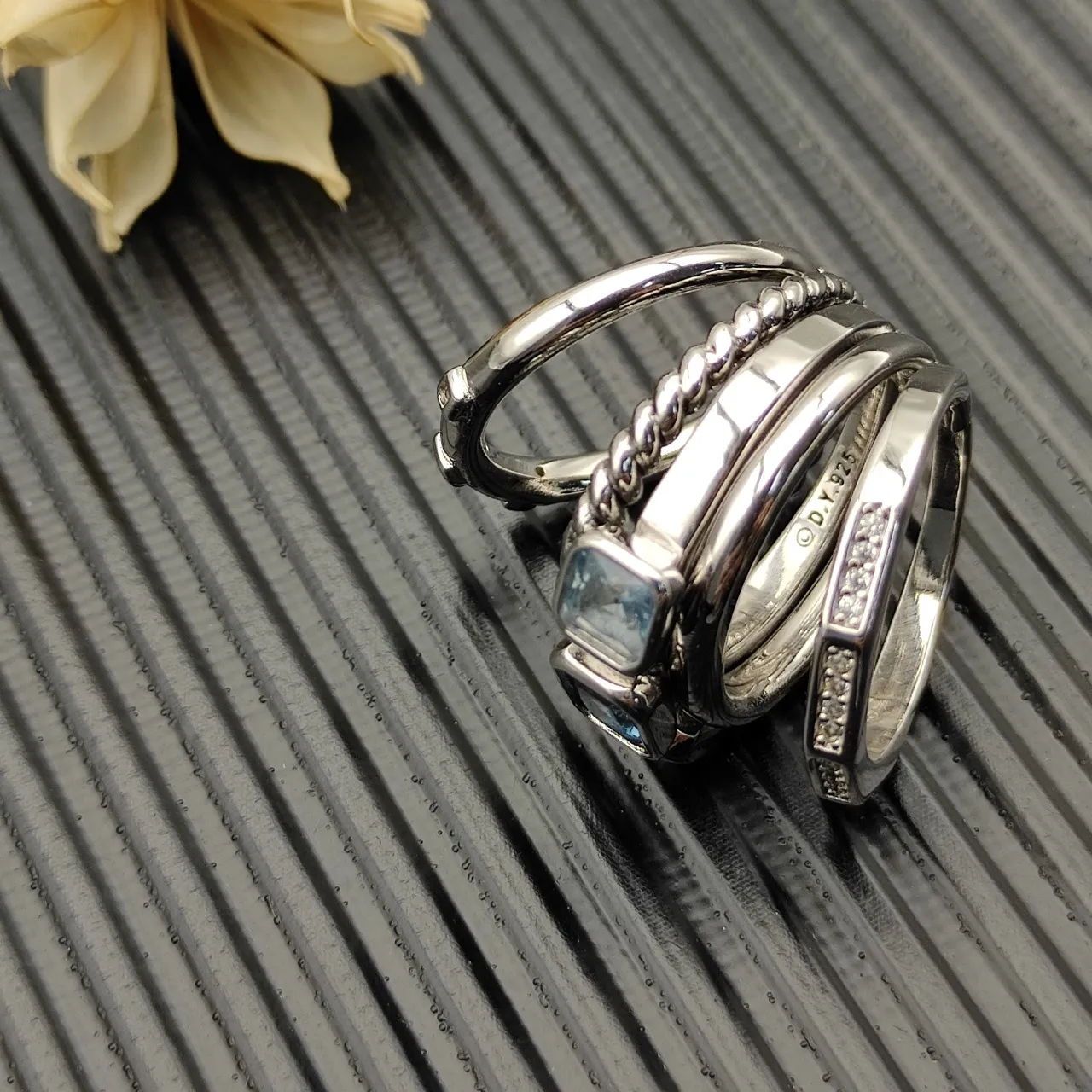 Tiffany & Co. HardWear परतदार एक्वामरीन और डायमंड रिंग 6