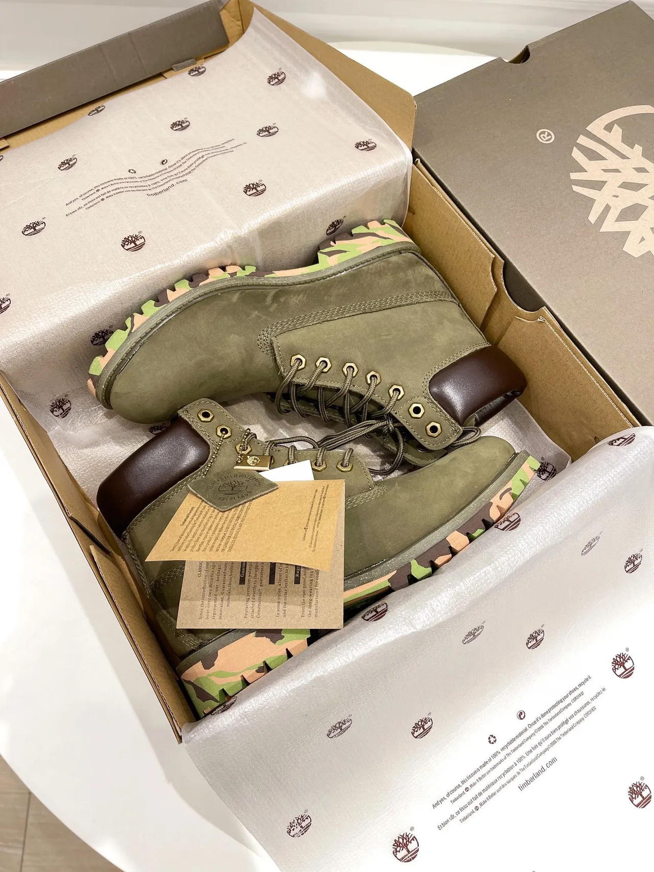 Timberland 军绿色 棕色 橄榄色 麂皮鞋面 填充皮领 工作靴 5