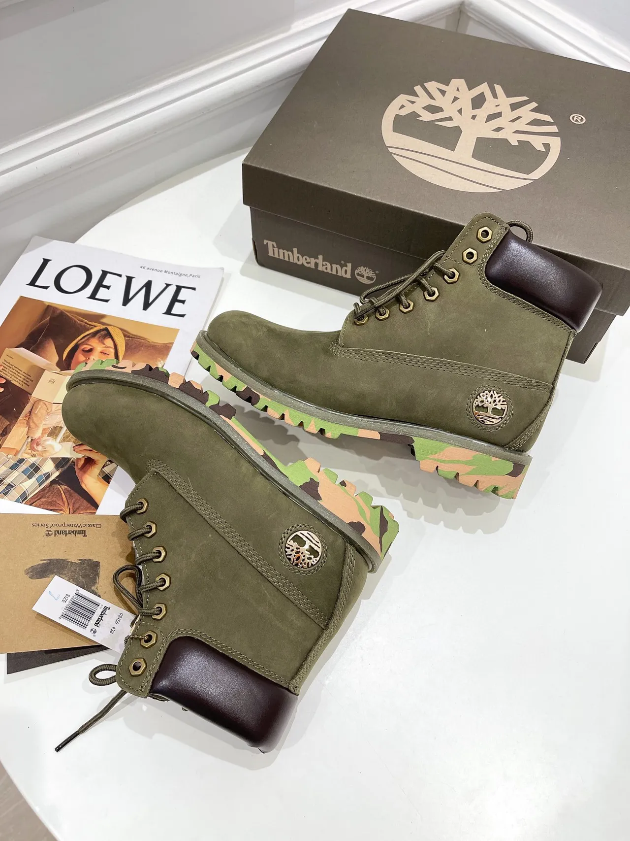Timberland 军绿色 棕色 橄榄色 麂皮鞋面 填充皮领 工作靴 6