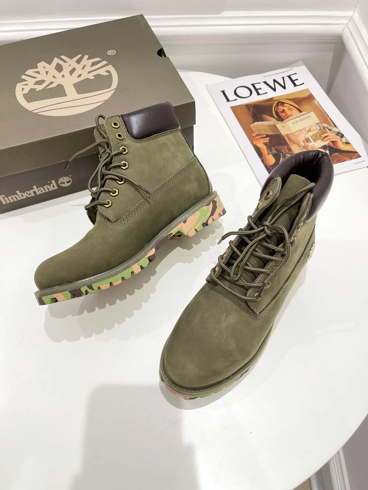 Timberland 军绿色 棕色 橄榄色 麂皮鞋面 填充皮领 工作靴 7