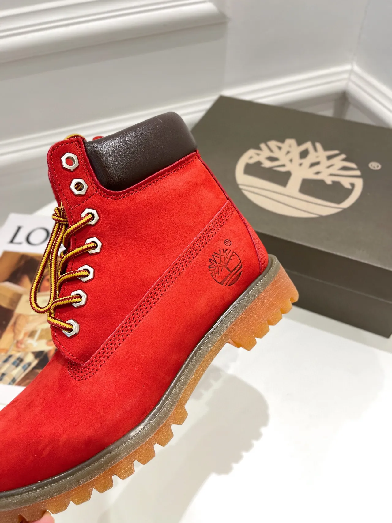 Timberland Premium 6-Inch Bottes de travail en daim rouge 4