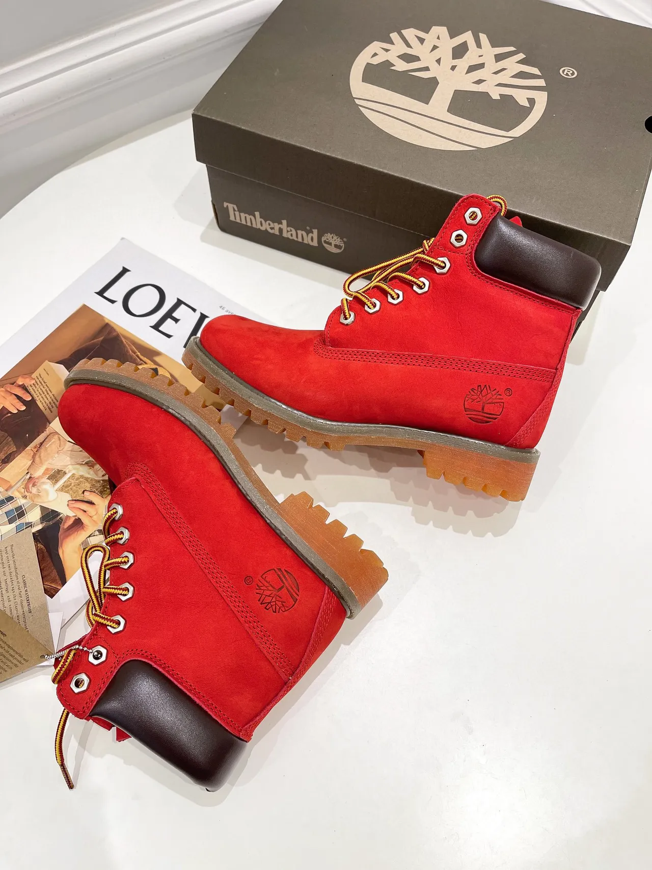 Timberland Premium 6-Inch Bottes de travail en daim rouge 6