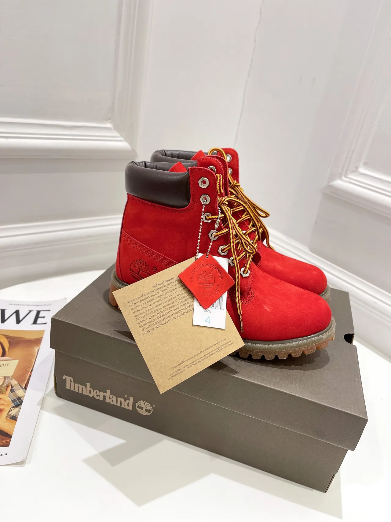 Timberland Premium 6-Inch Bottes de travail en daim rouge 8