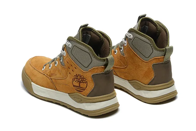 Timberland टैन और ओलिव ग्रीन सूड ट्रेकिंग जूते 6