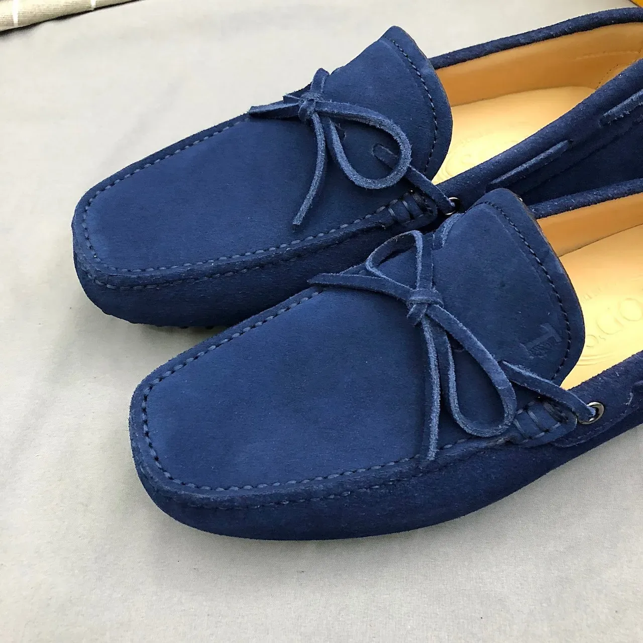 Mocasines Tod's de ante azul con lazo 4