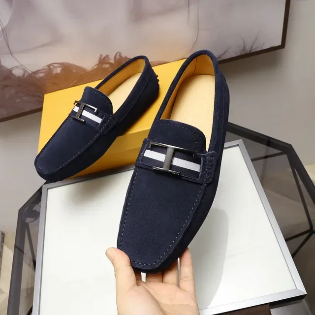Tod's Double T लोफर नेवी व्हाइट सुड अपर मेटल बकल लोफर 3