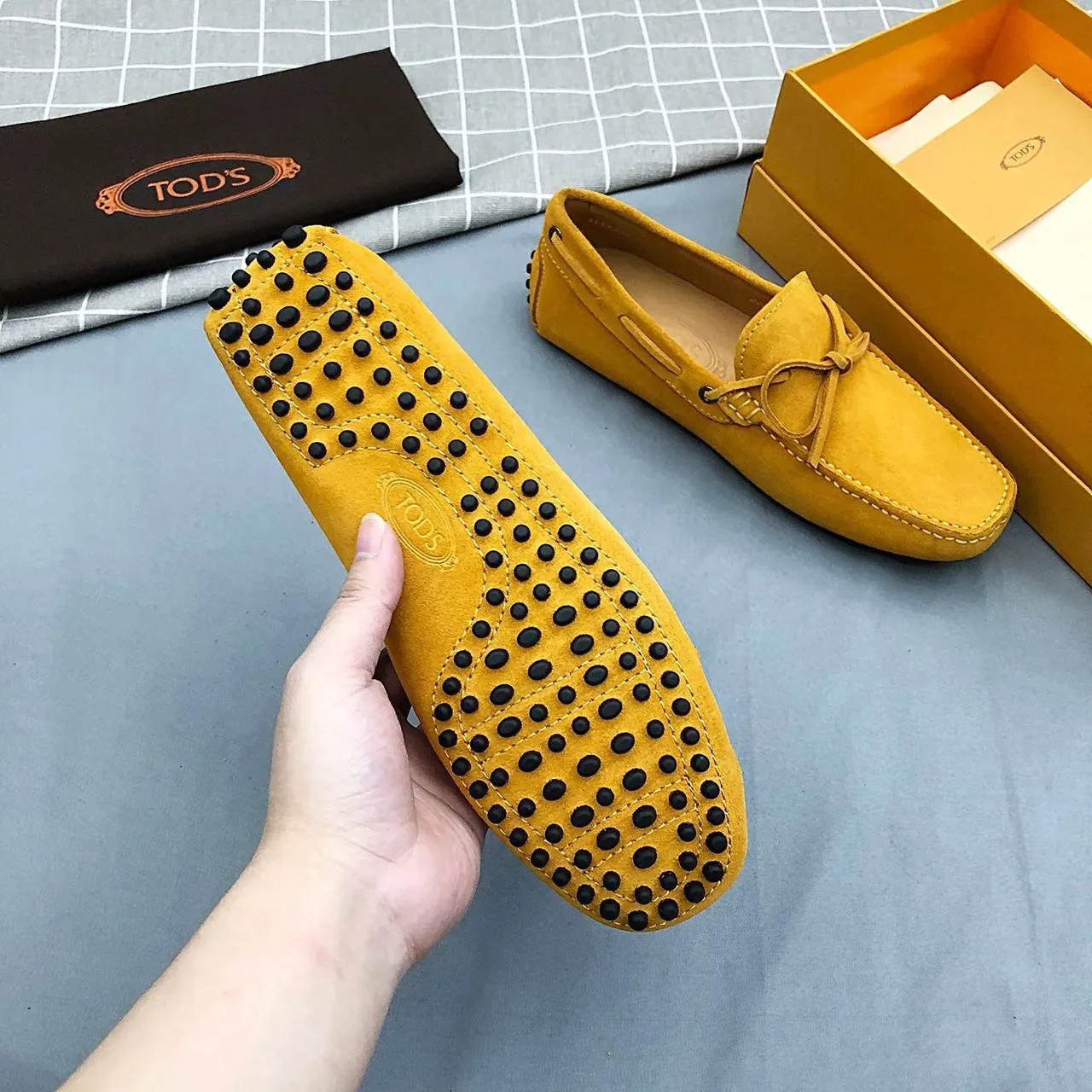 Tod's 黄色米色麂皮乐福鞋 蝴蝶结 7