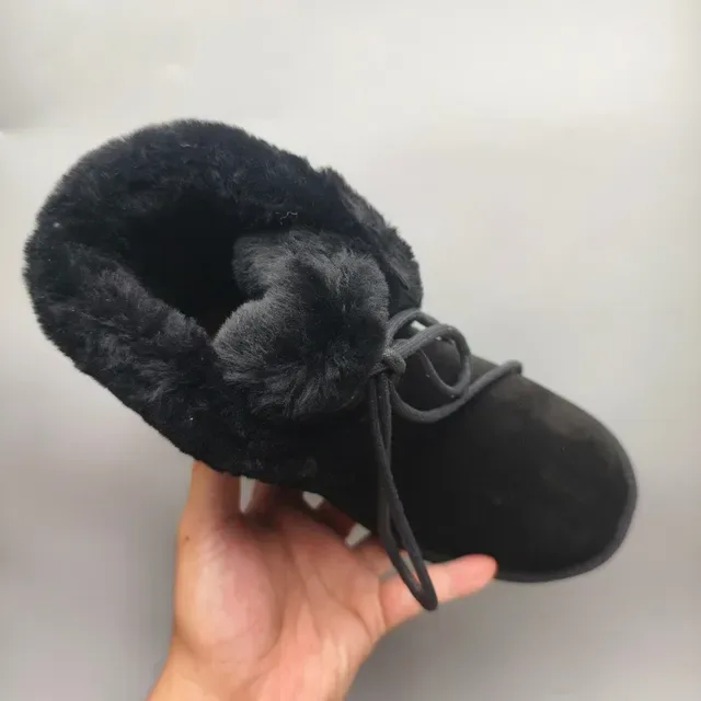 UGG काला स्यूड अपर शियरलिंग कॉलर स्नो बूट्स 3