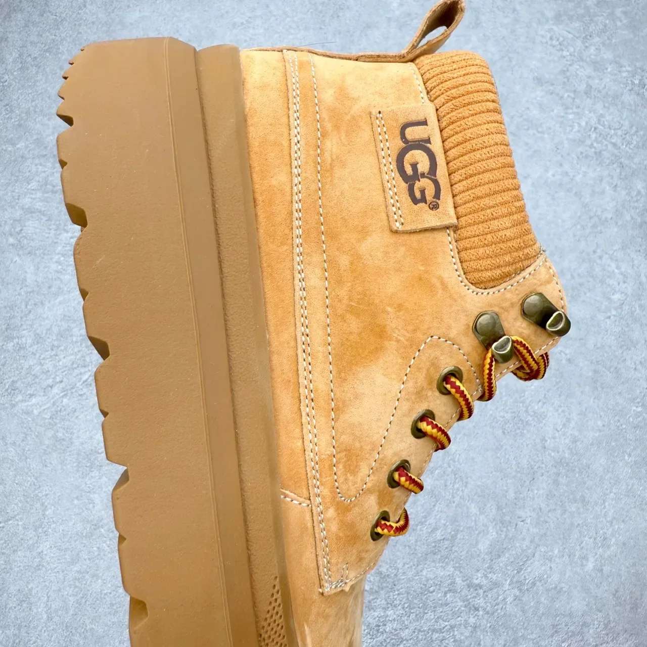UGG 棕米色 麂皮 罗纹针织领 踝靴 5