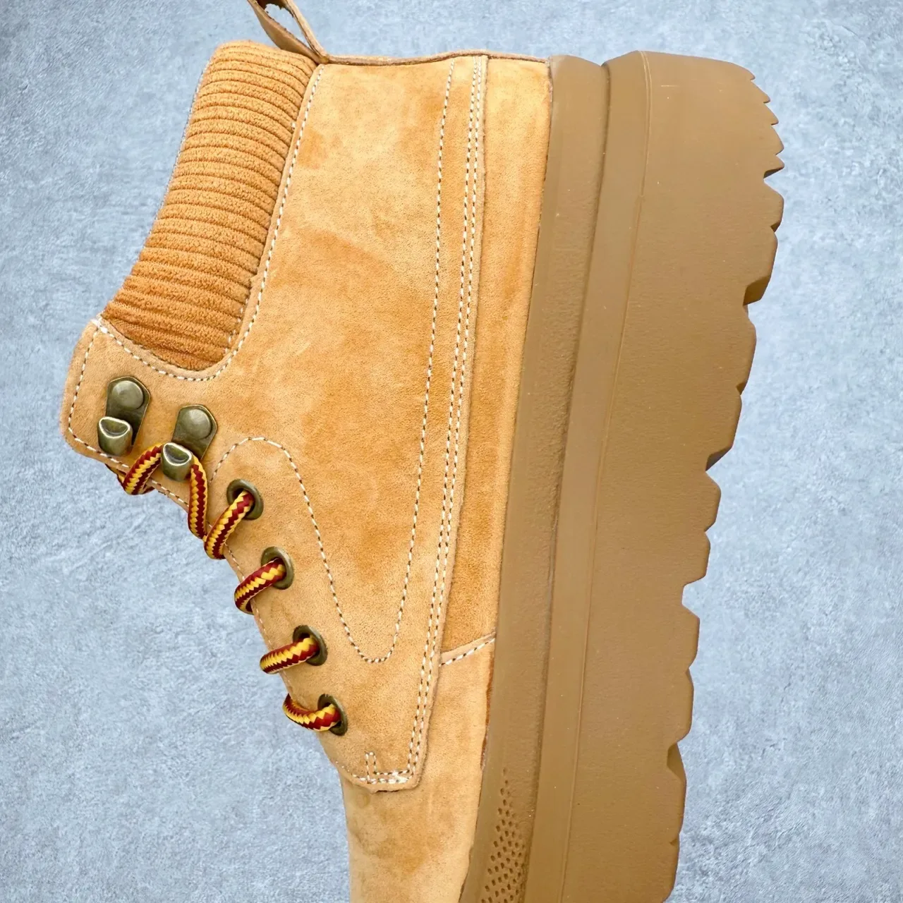 UGG 棕米色 麂皮 罗纹针织领 踝靴 9