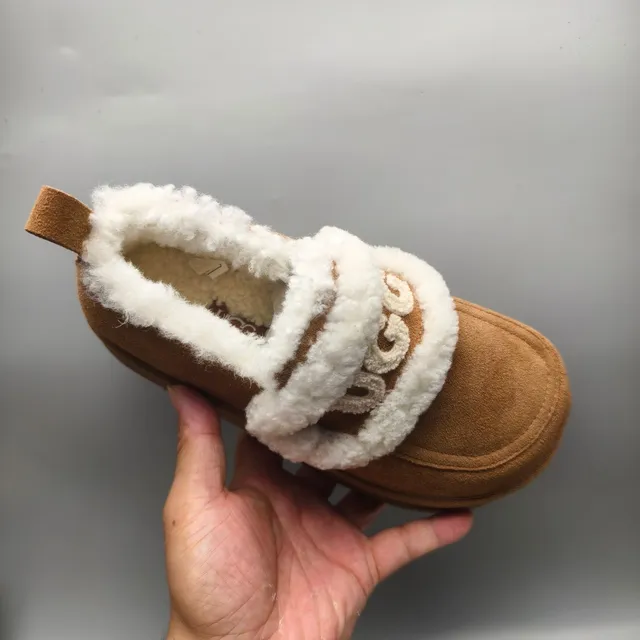 UGG Brown White Shearling-Trimmed Platform Sole Loafer 3