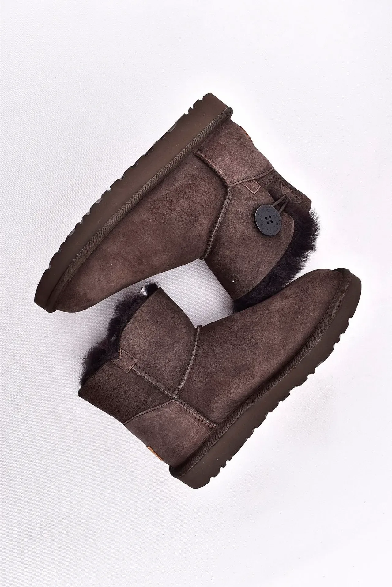 UGG Classic Mini বাদামি সুড শিয়ারলিং লাইন্ড স্নো বুট 6