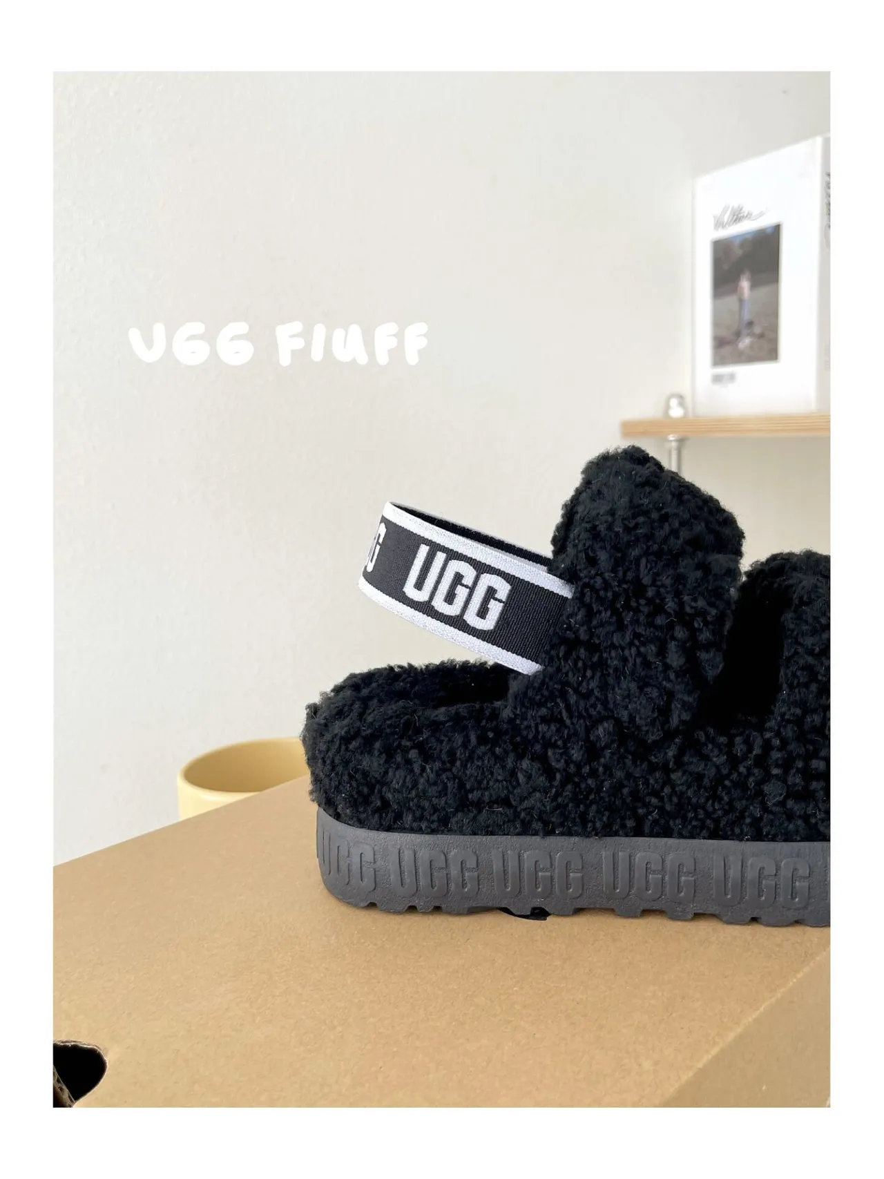 UGG Fluff Black Fluffy Pom-Pom Slippers 3