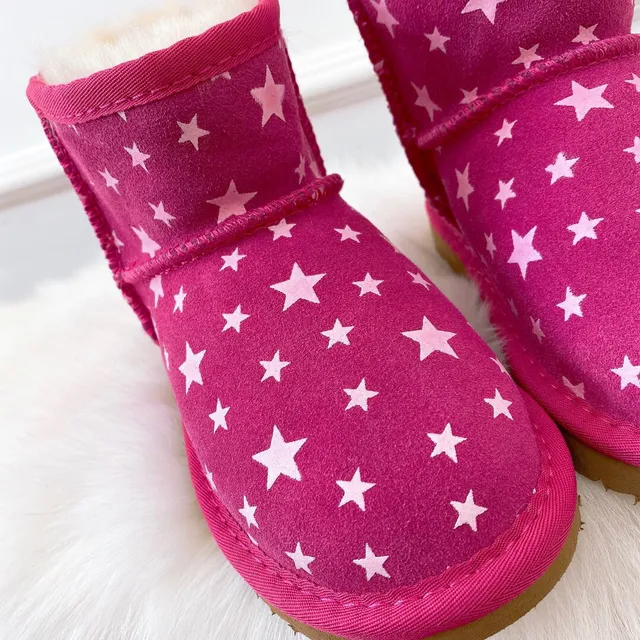 UGG Pink Beige Star-Printed Upper Shearling-Lined Snow Boots 11