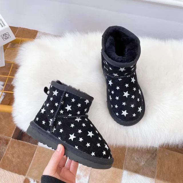 UGG Pink Beige Star-Printed Upper Shearling-Lined Snow Boots 17