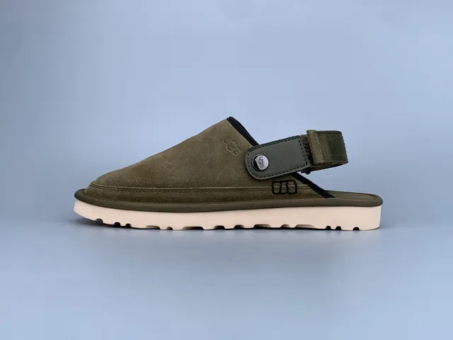UGG Tasman Army Green Beige Suede Upper Adjustable Strap Casual Shoes 2