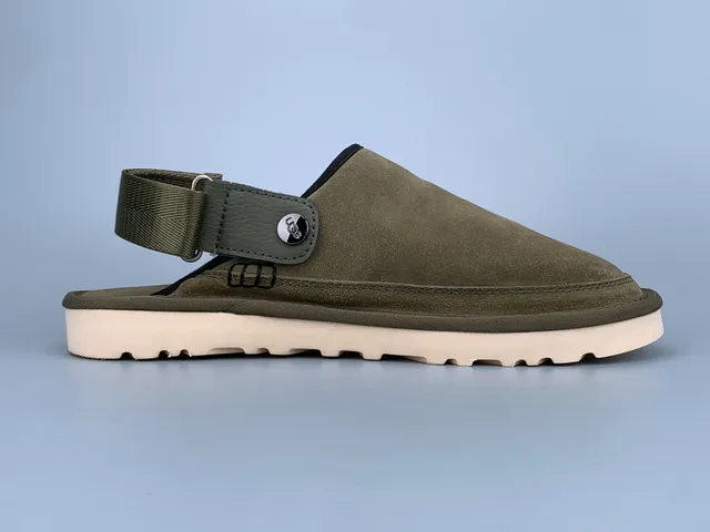 UGG Tasman Army Green Beige Suede Upper Adjustable Strap Casual Shoes 3