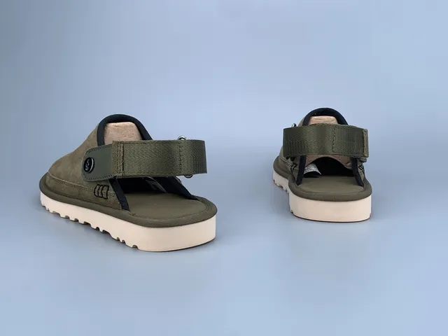 UGG Tasman Army Green Beige Suede Upper Adjustable Strap Casual Shoes 5