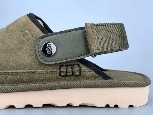 UGG Tasman Army Green Beige Suede Upper Adjustable Strap Casual Shoes 6