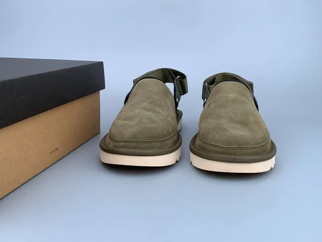 UGG Tasman Army Green Beige Suede Upper Adjustable Strap Casual Shoes 8
