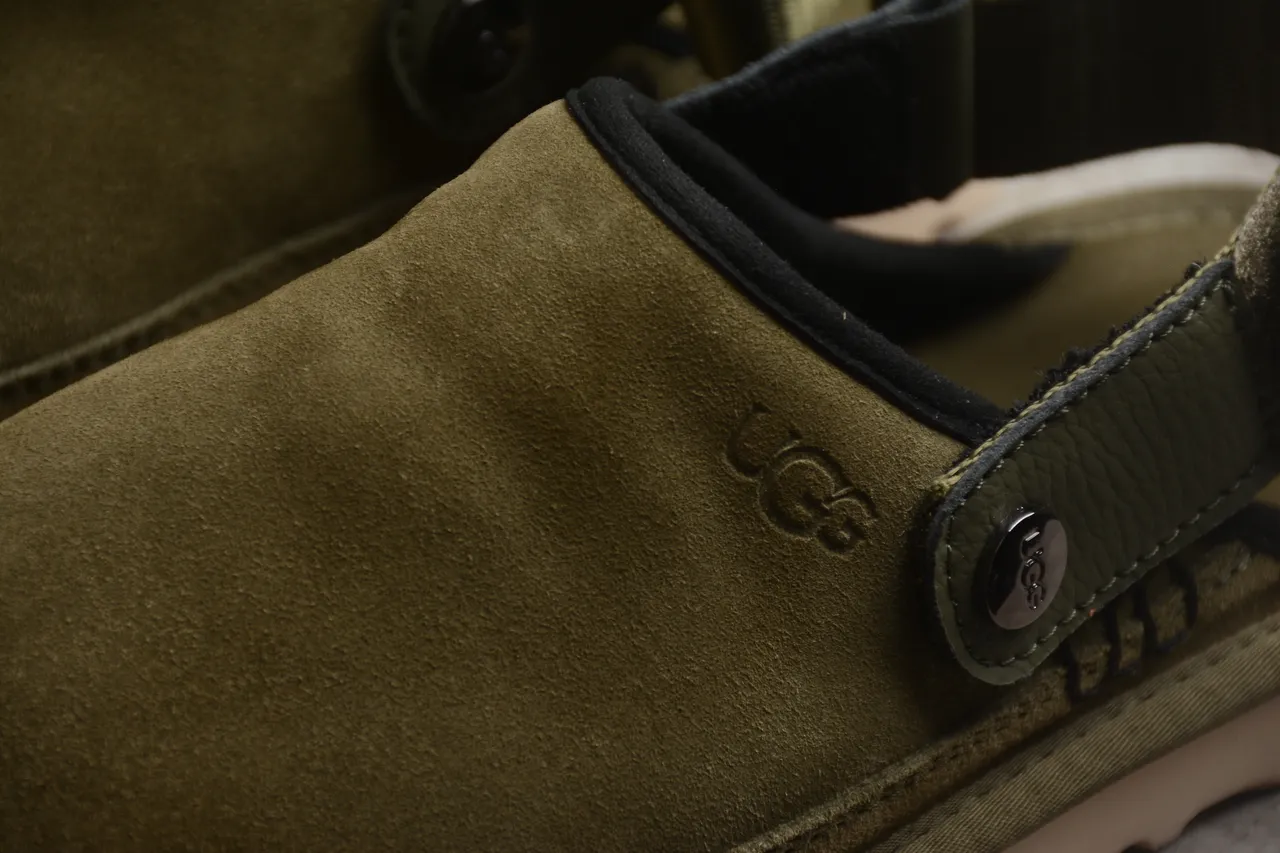 UGG Tasman Army Green Beige Suede Upper Adjustable Strap Casual Shoes 14
