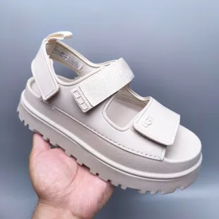 UGG Tasman 米色 Chunky Platform Dual Velcro Straps 休闲凉鞋