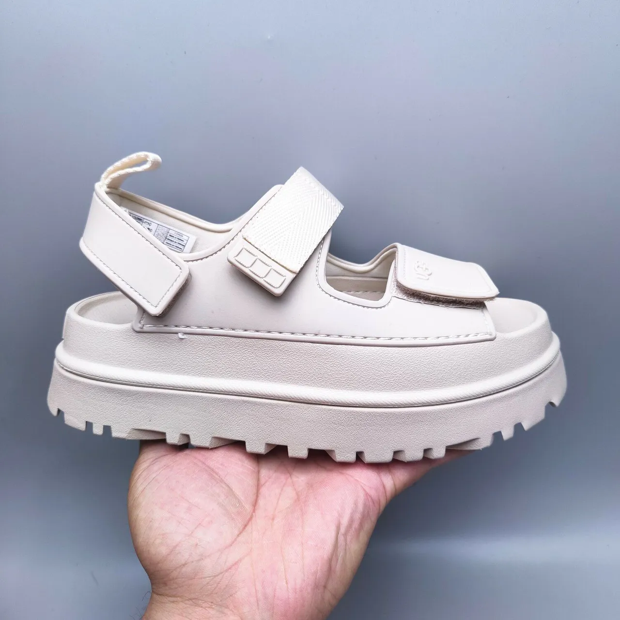 UGG Tasman beige Chunky Platform Dual Velcro Straps sandales casuales 2