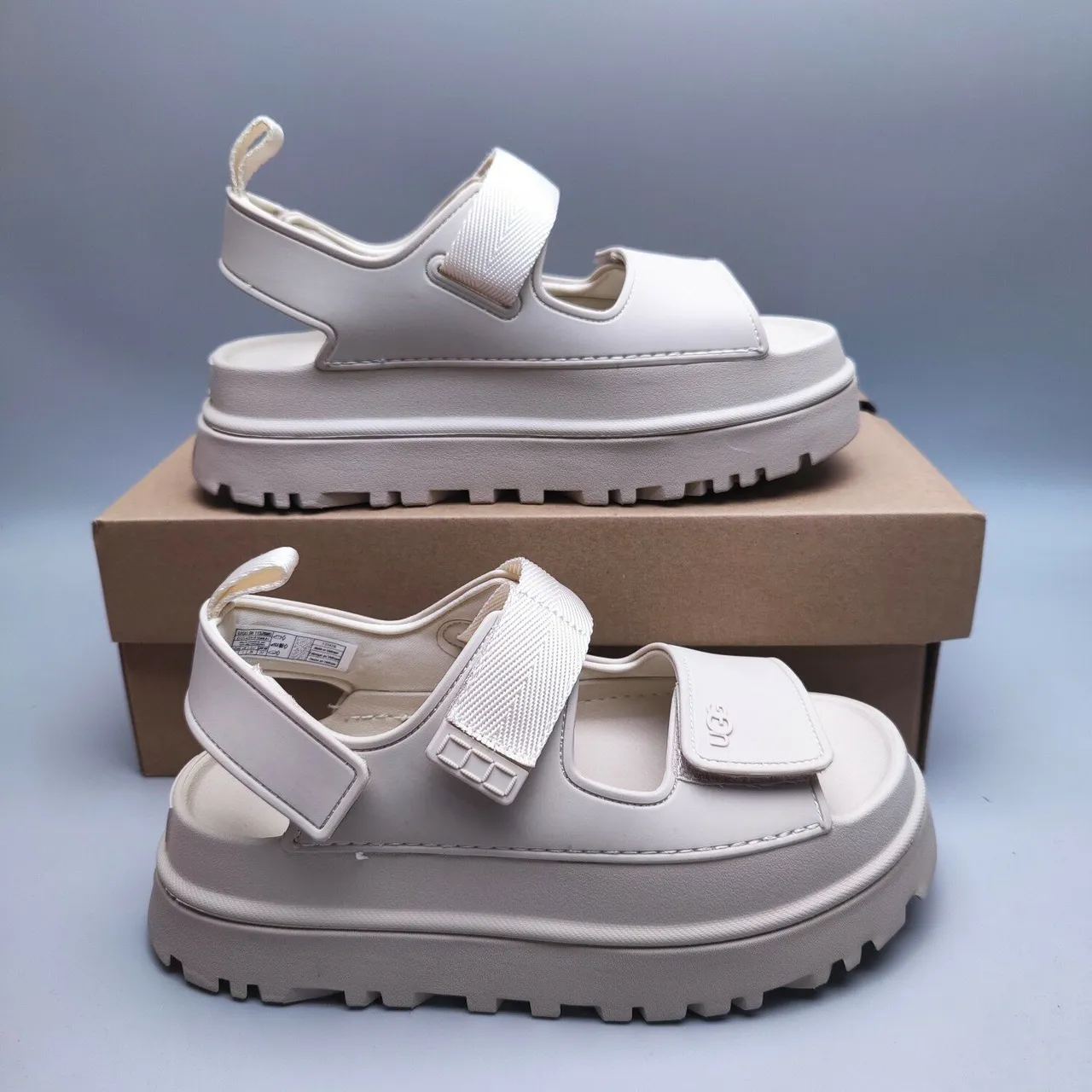 UGG Tasman beige Chunky Platform Dual Velcro Straps sandales casuales 5
