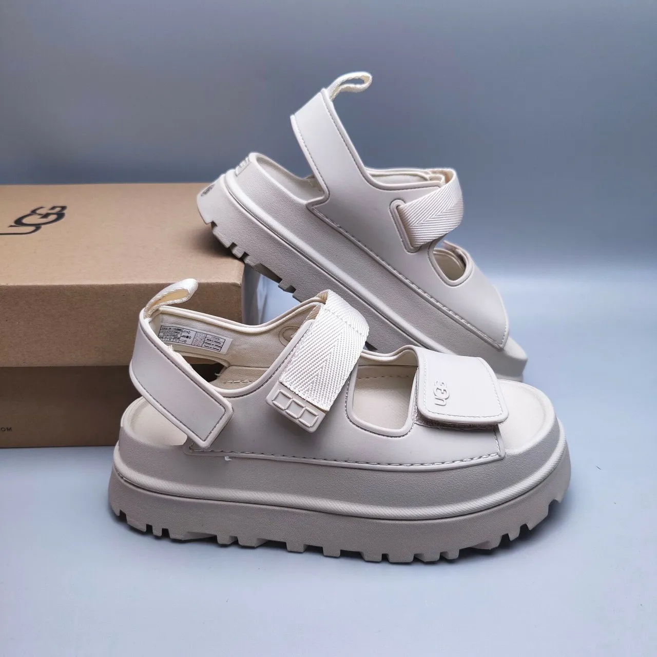 UGG Tasman beige Chunky Platform Dual Velcro Straps sandales casuales 6