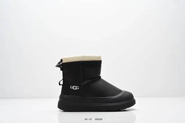 UGG Tasman حذاء ثلج أسود بيج قصير الشافط إغلاق بسحب الشريط 3