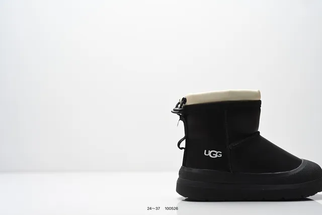 UGG Tasman حذاء ثلج أسود بيج قصير الشافط إغلاق بسحب الشريط 9