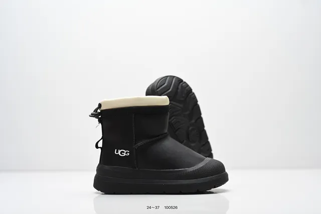 UGG Tasman حذاء ثلج أسود بيج قصير الشافط إغلاق بسحب الشريط 11