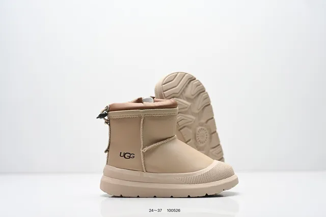 UGG Tasman حذاء ثلج أسود بيج قصير الشافط إغلاق بسحب الشريط 16