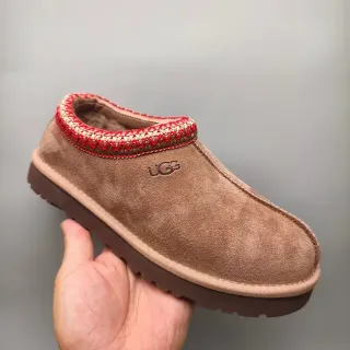 UGG Tasman Brown Red Suede Upper Woven Knit Cuff Casual Shoes