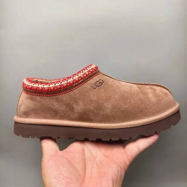 UGG Tasman Marron Rouge Ante Supérieure Tricot Tissé Manchette Chaussures Casual 2