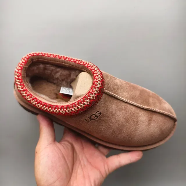 UGG Tasman Marron Rouge Ante Supérieure Tricot Tissé Manchette Chaussures Casual 3