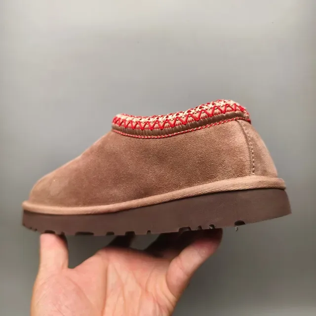 UGG Tasman Marron Rouge Ante Supérieure Tricot Tissé Manchette Chaussures Casual 4