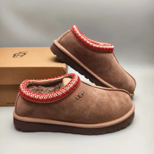 UGG Tasman Marron Rouge Ante Supérieure Tricot Tissé Manchette Chaussures Casual 6