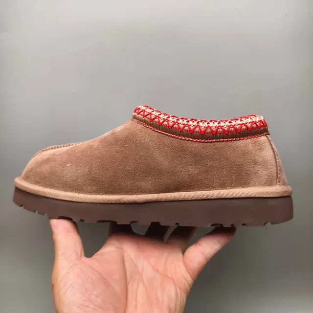 UGG Tasman Marron Rouge Ante Supérieure Tricot Tissé Manchette Chaussures Casual 7
