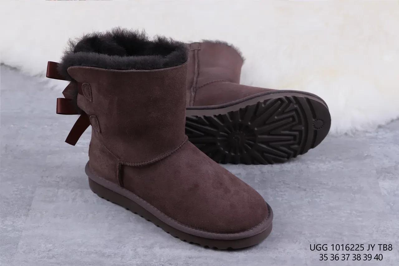 UGG Tasman Brown Suede Shearling-Lined Snow Boots 10