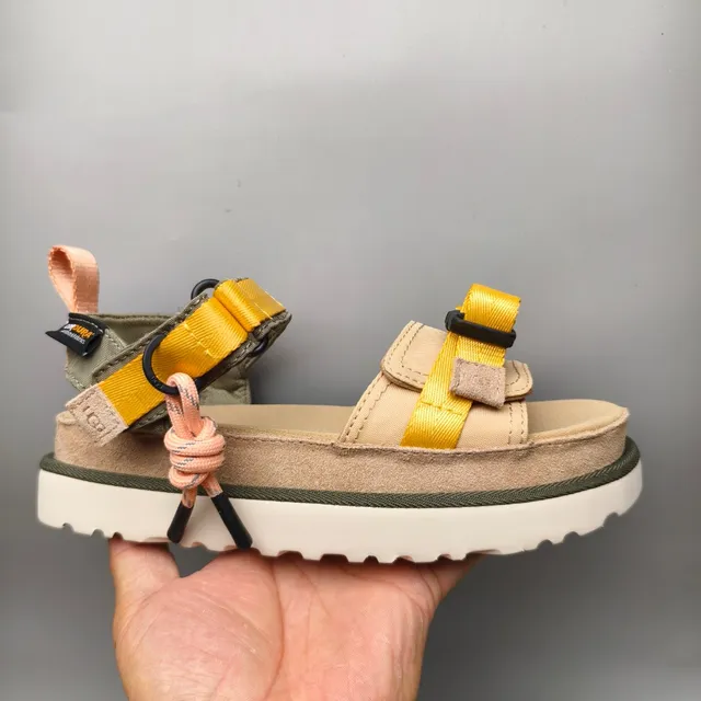 UGG Tasman Flatform Beige Army Green Platform Sole Adjustable Webbing Straps Casual Sandals 2