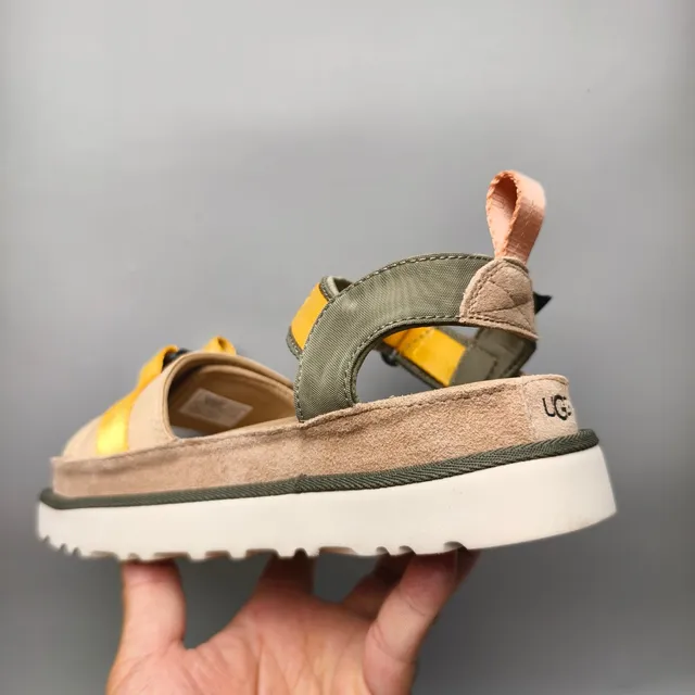 UGG Tasman Flatform Beige Army Green Platform Sole Adjustable Webbing Straps Casual Sandals 4
