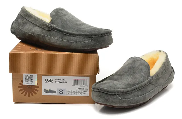 UGG Tasman Gray Suede Shearling-Lined Loafer 2